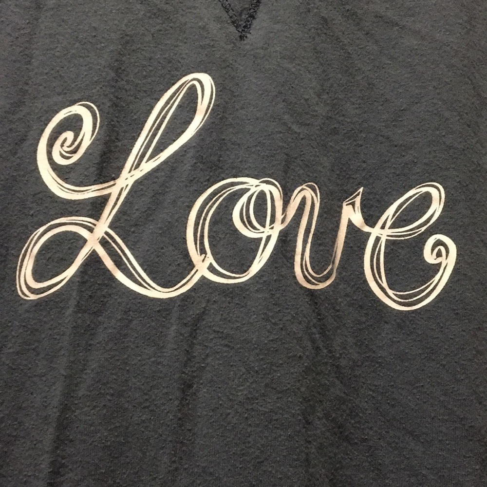 ANYBODY Graphic hi/lo stretchy “LOVE”t-shirt long sleeves women’s size XL blue - Picture 4 of 10